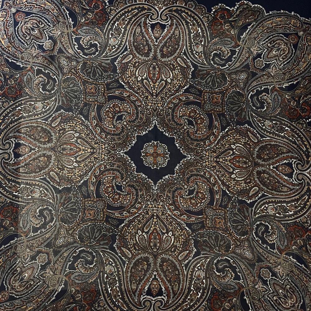 Navy Scarf with Intricate Paisley Design